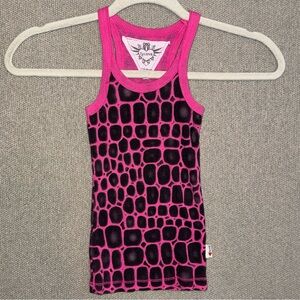 T2 Love size 4 Pink and Black Patterned tank Top